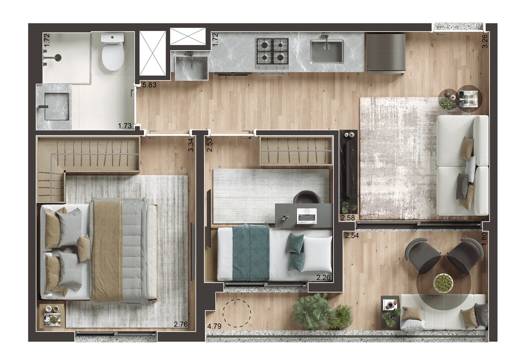 Today Saúde: 2 dorm 39m²