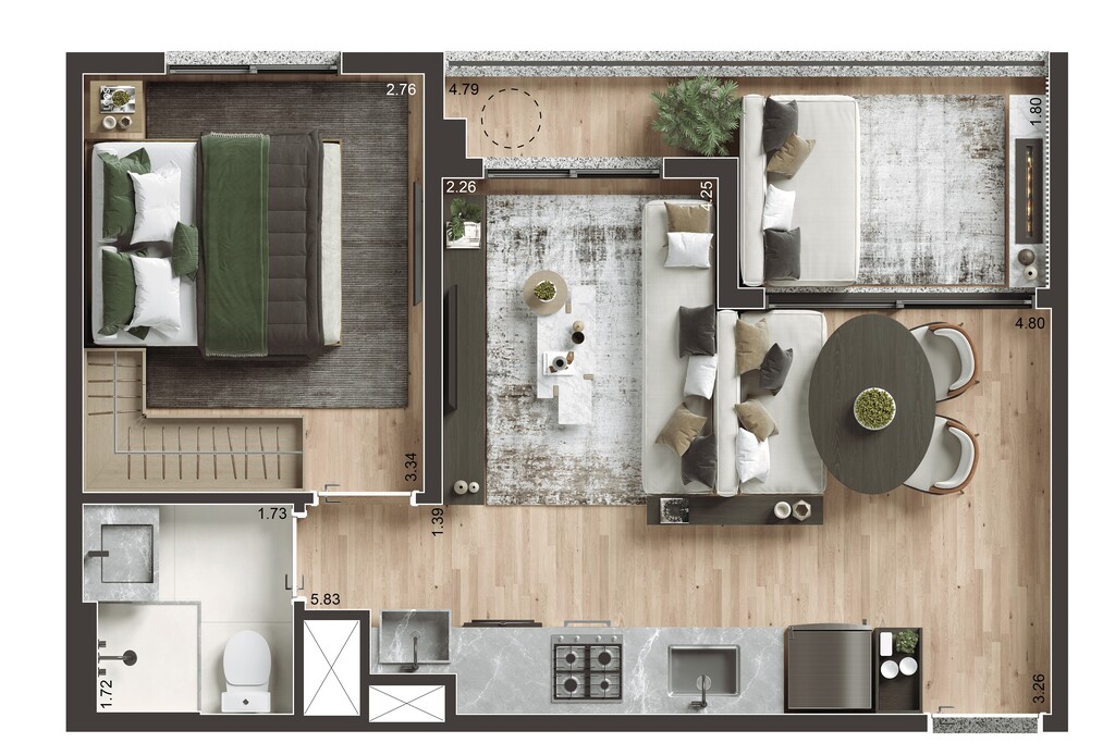 Today Saúde: 1 dorm 39m² opção