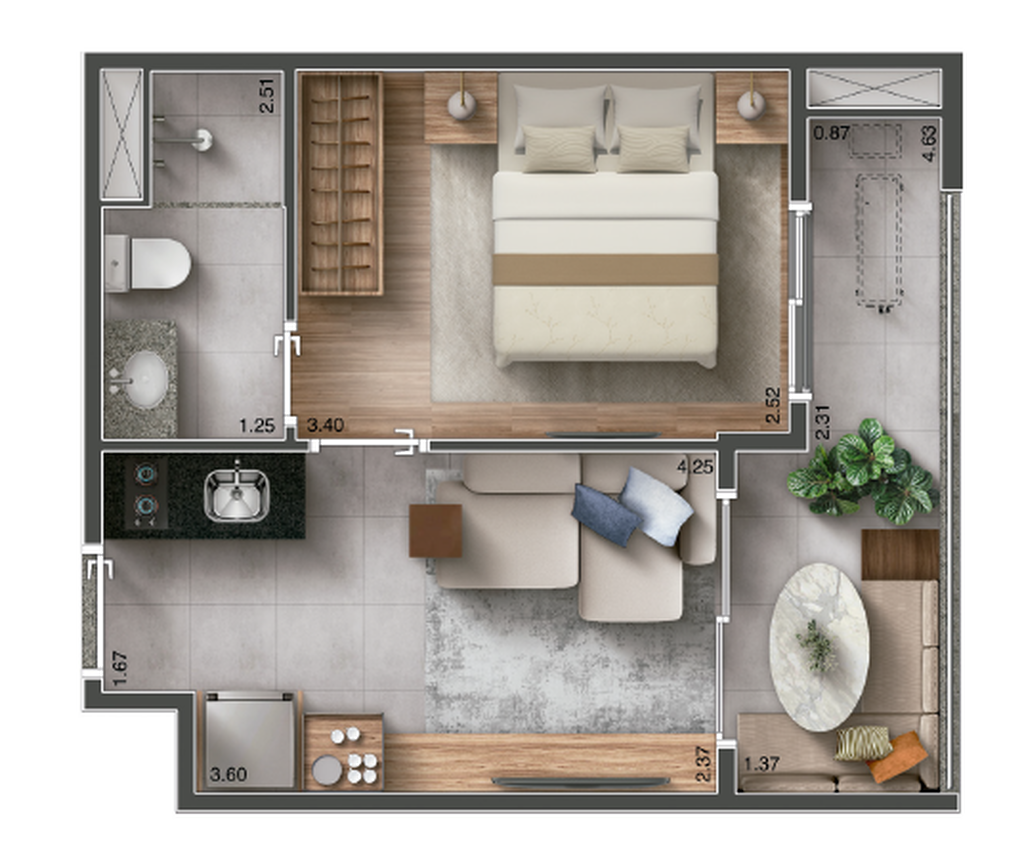 Today Vila Clementino: 1 dorm 30m²