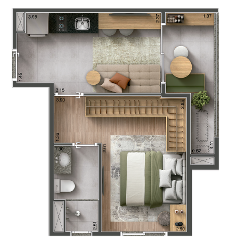 Today Vila Clementino: 1 dorm 33m²