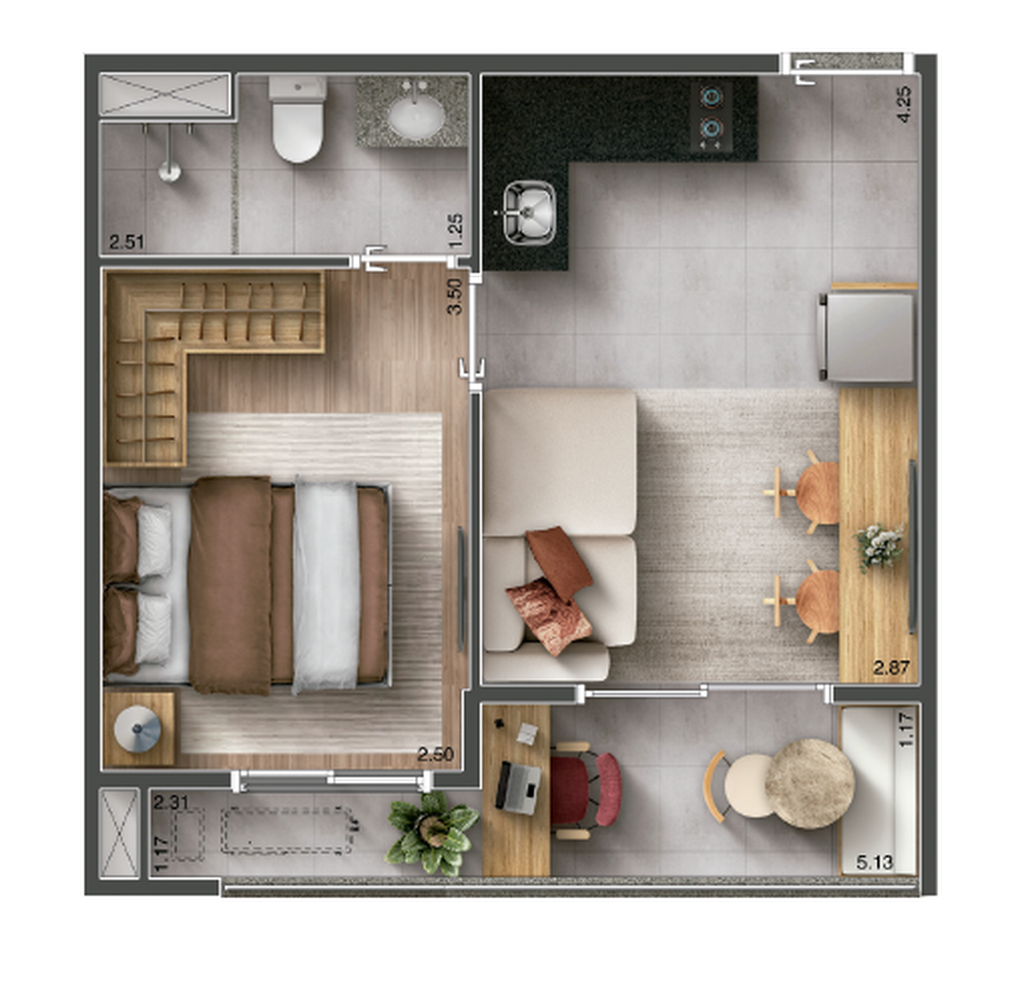 Today Vila Clementino: 1 dorm 33m² opção
