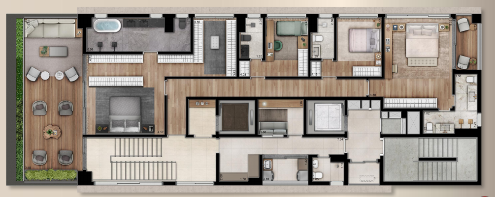 Tonino Lamborghini: 4 dorm 498m² cobertura duplex inferior