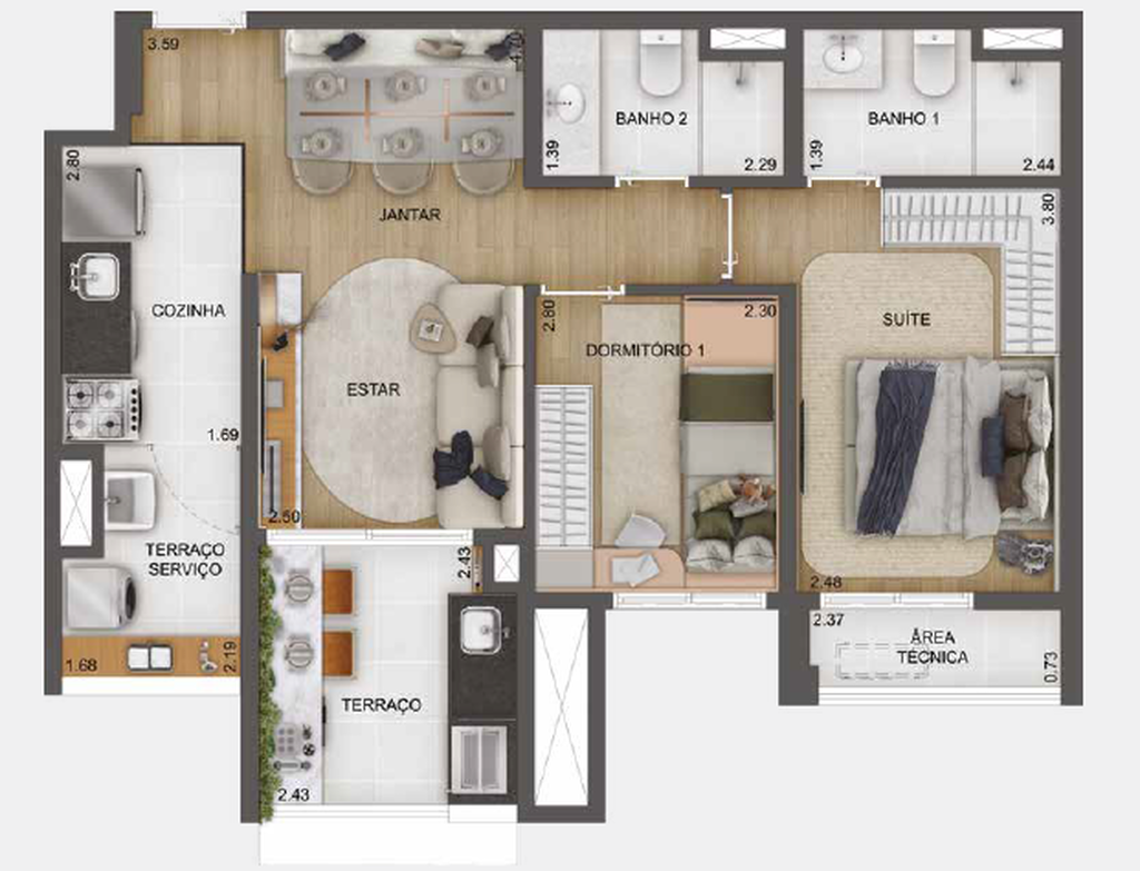Torino Mooca Città: 2 dorm 63m²