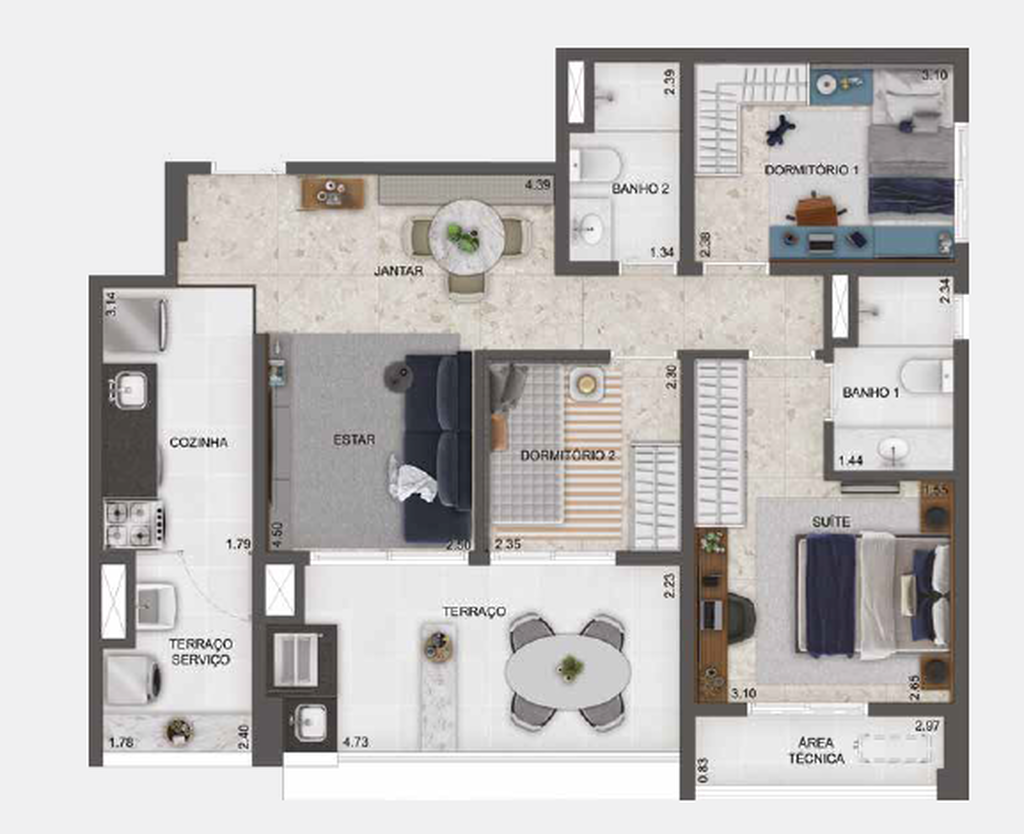 Torino Mooca Città: 3 dorm 82m²