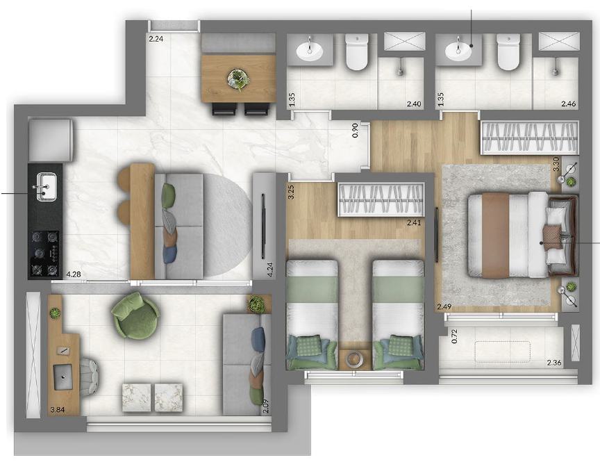 Trinity Vila Clementino Home: 2 dorm 61m²