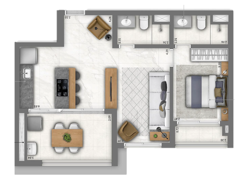 Trinity Vila Clementino Home: 1 dorm 61m² opção