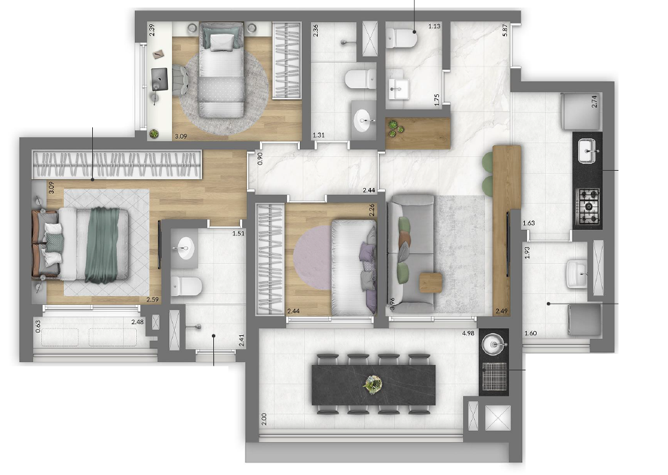 Trinity Vila Clementino Home: 3 dorm 81m²