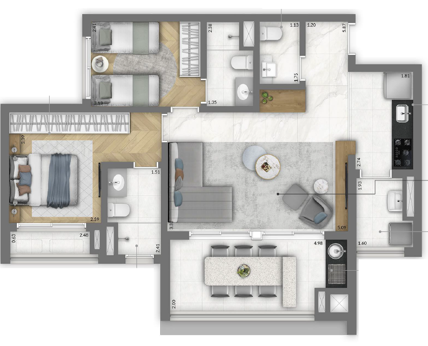 Trinity Vila Clementino Home: 2 dorm 81m² opção