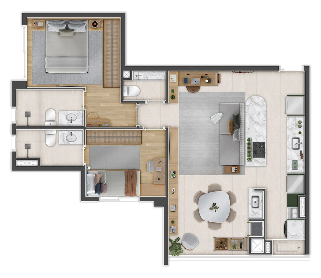 Triu 1722: 2 dorm 69m² opção