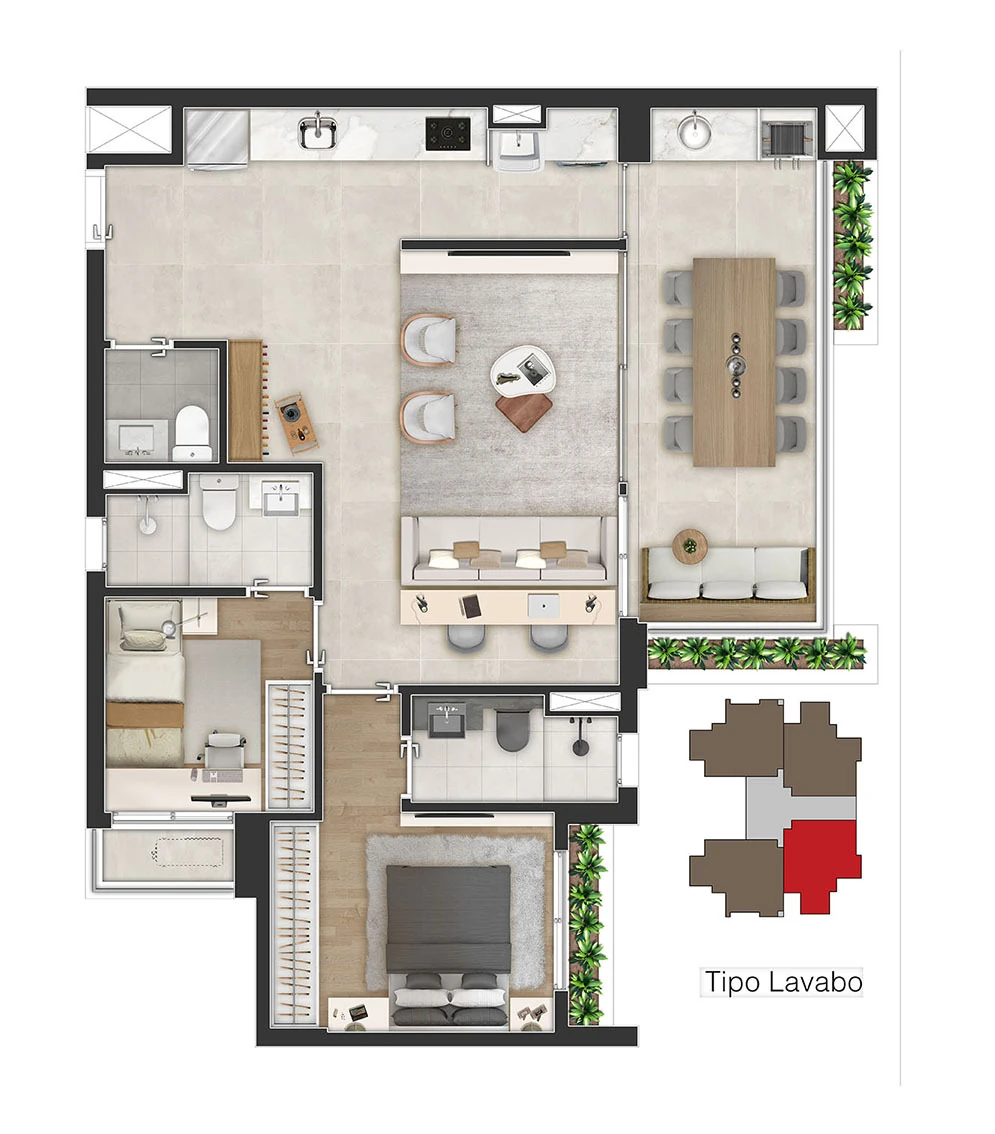 Triunfo Campo Belo: 2 dorm 80m²