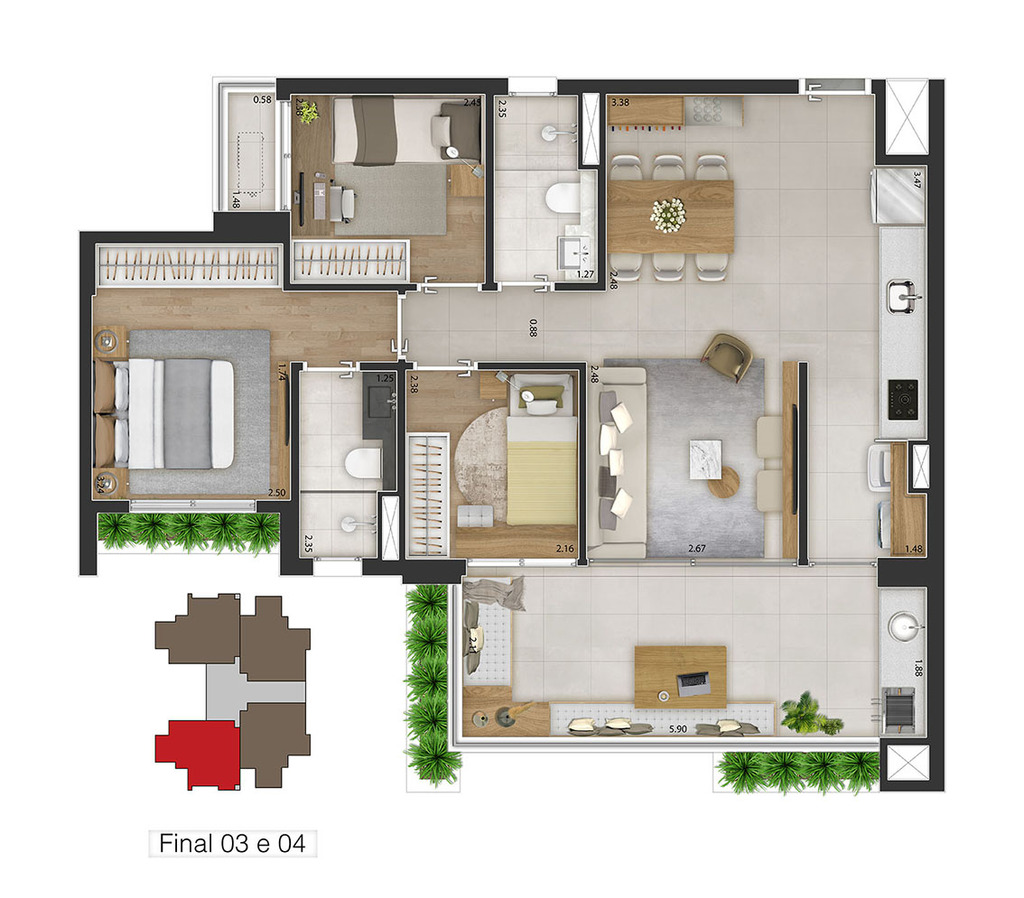 Triunfo Campo Belo: 3 dorm 81m²