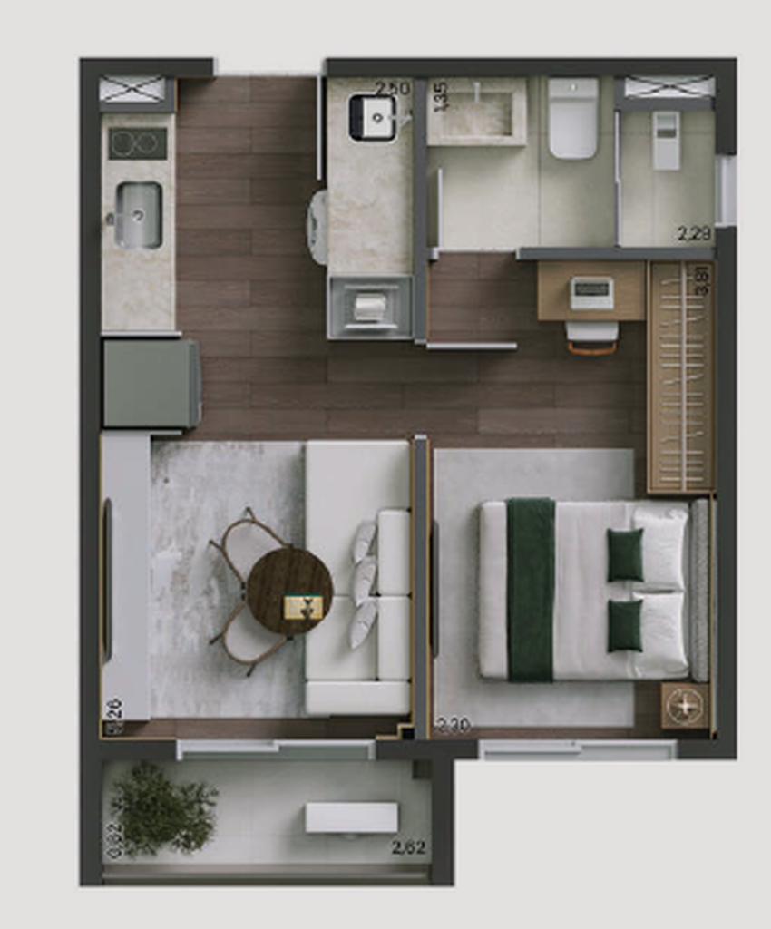 Trya: 1 dorm 31m²