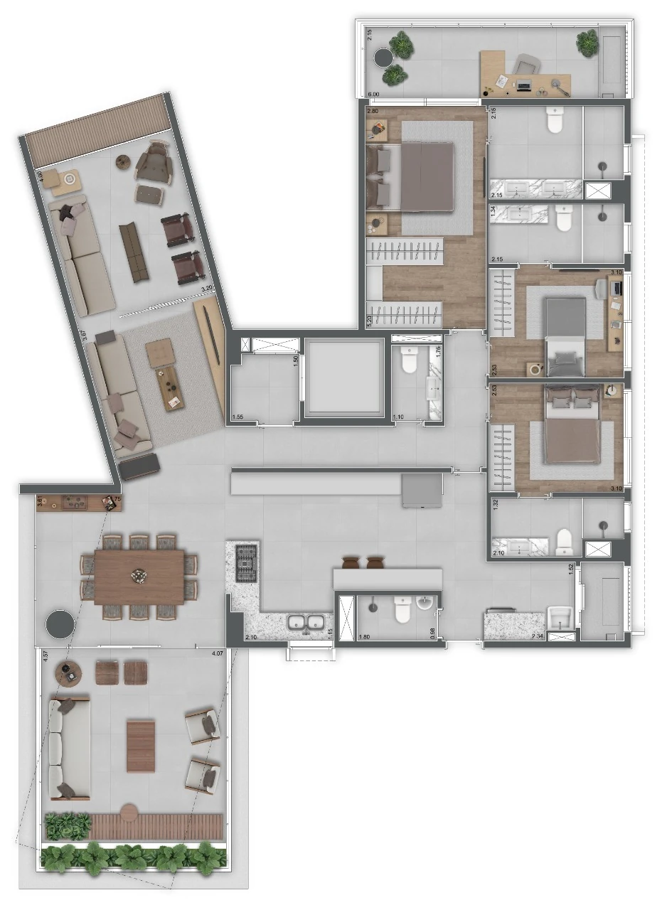 Tumiaru 120 Ibirapuera: 3 dorm 185m²