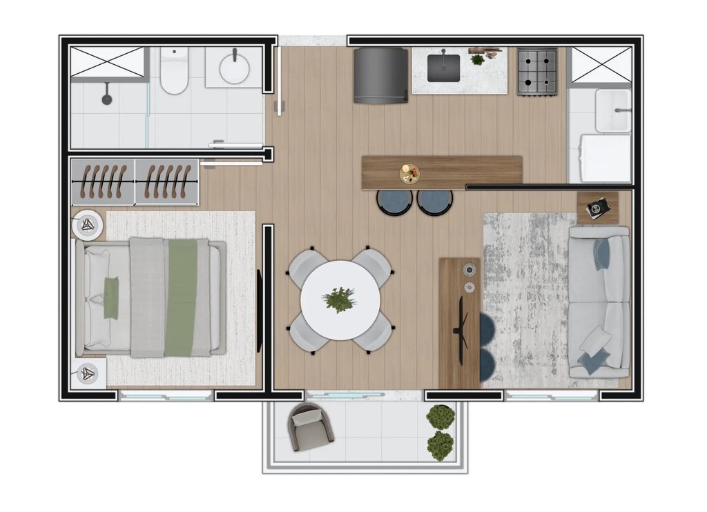 Twist Alto da Mooca: 1 dorm 35m² opção 1