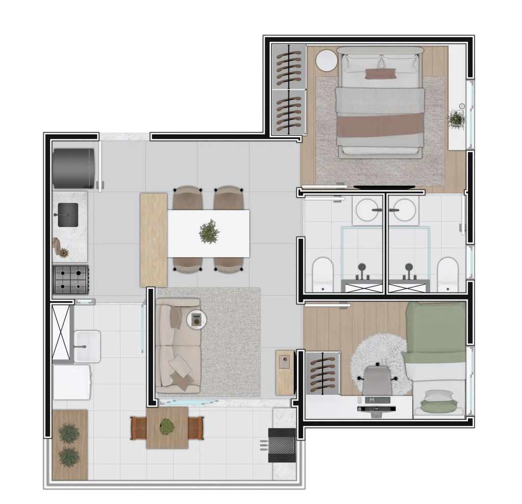 Twist Alto da Mooca: 2 dorm 46m²