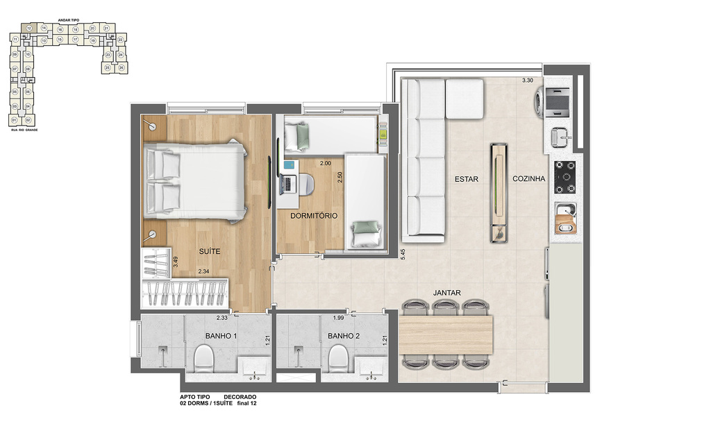 Up Resort: 2 dorm 43m²