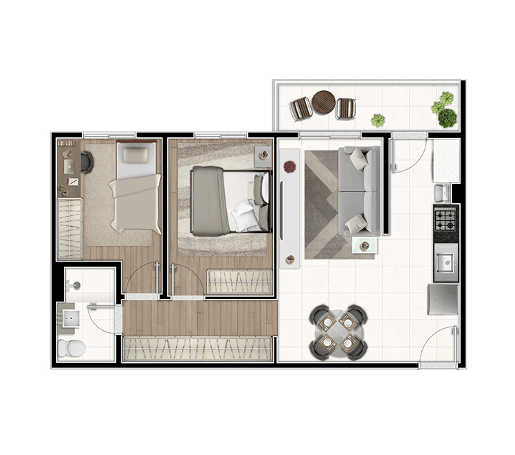 Urban Life: 2 dorm 58m²