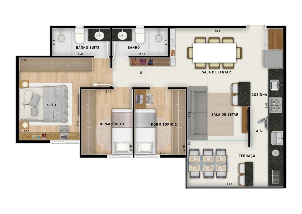 Vega Assunção: 3 dorm 64m²