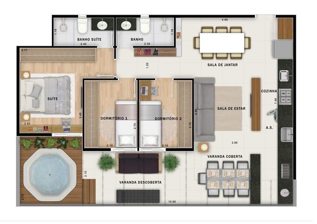 Vega Assunção: 3 dorm 86m² garden