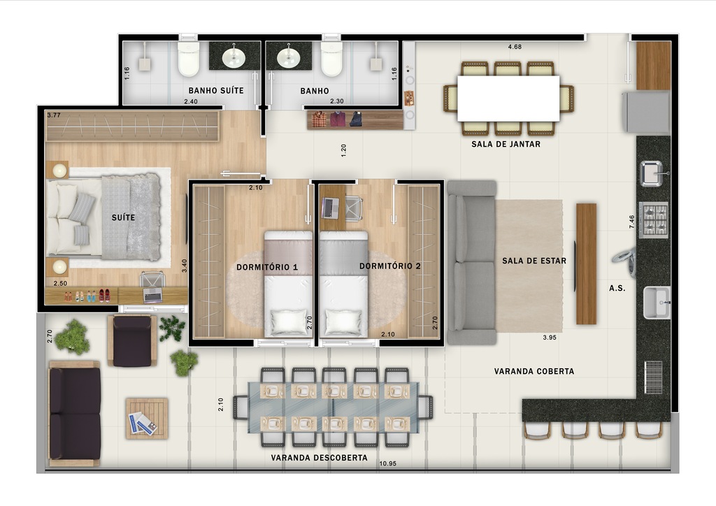 Vega Assunção: 3 dorm 86m² garden opção