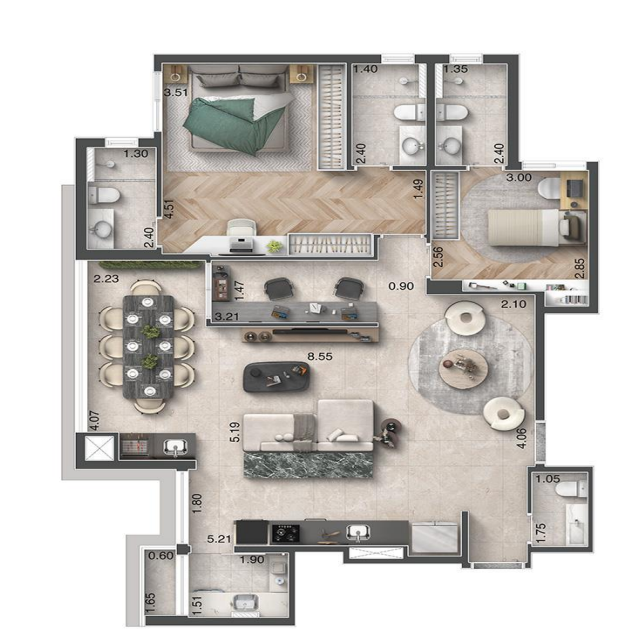 Vero Lorenzini: 2 dorm 110m² opção