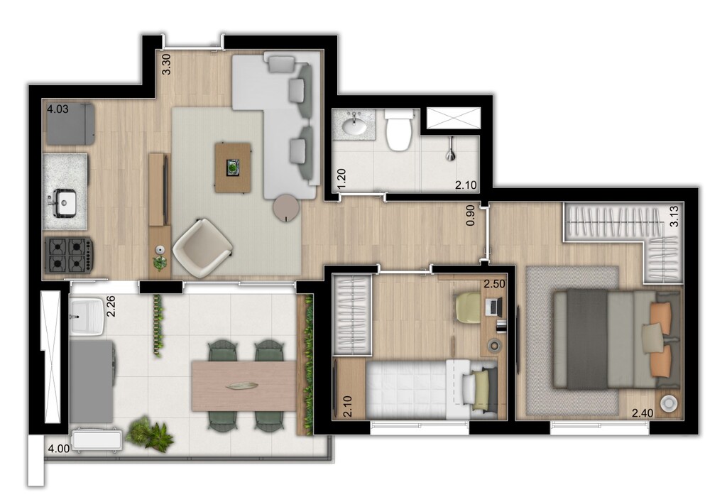 Versos Ipiranga: 2 dorm 45m²