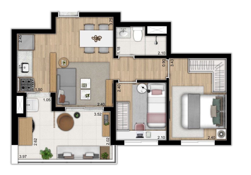 Versos Ipiranga: 2 dorm 46 34m²