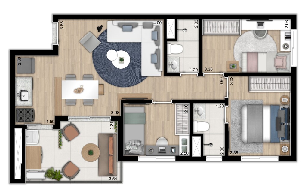 Versos Ipiranga: 3 dorm 61m²