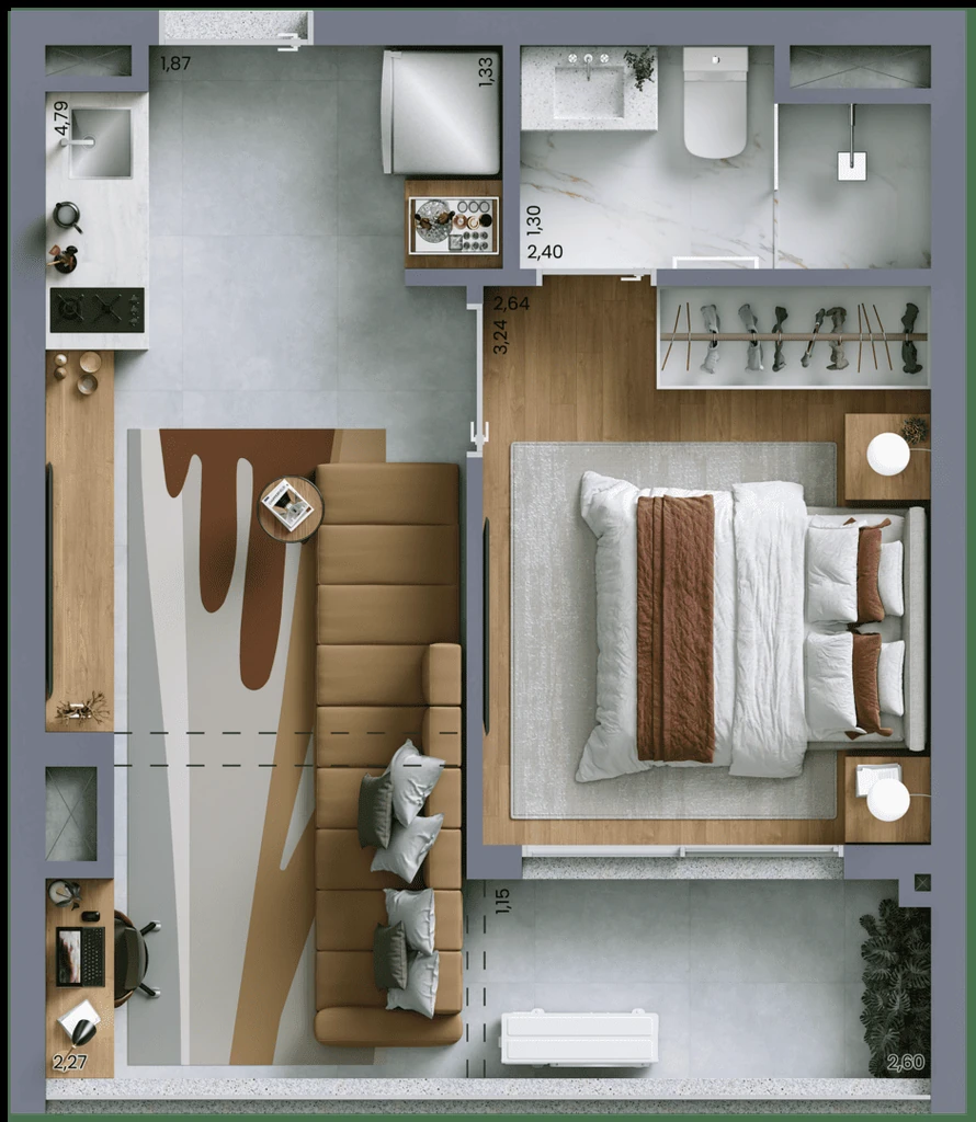 Vert Vila Nova: 1 dorm 34m²