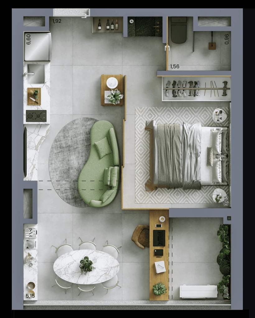 Vert Vila Nova: 1 dorm 38m²