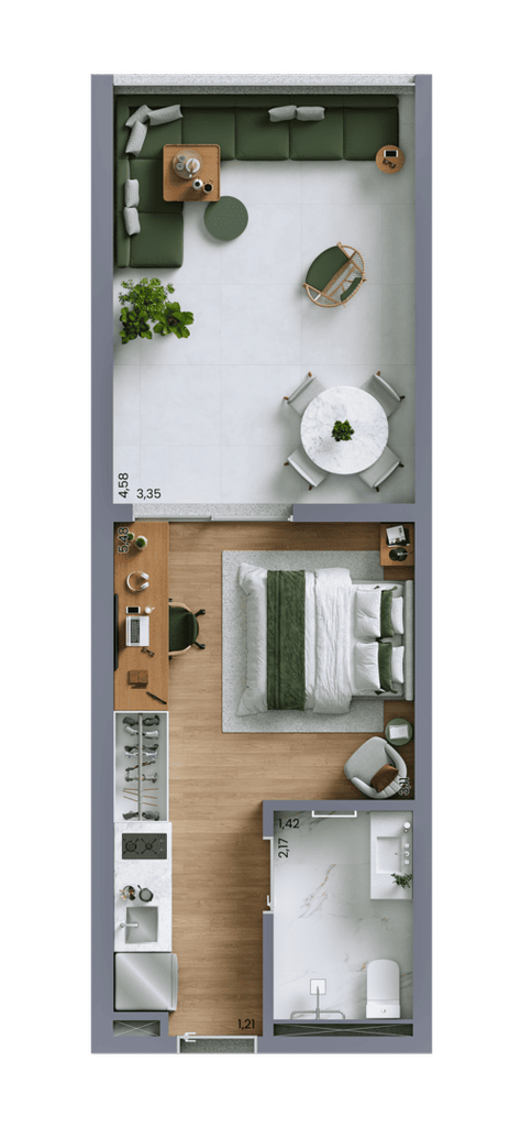 Vert Vila Nova: 1 dorm 40m² garden