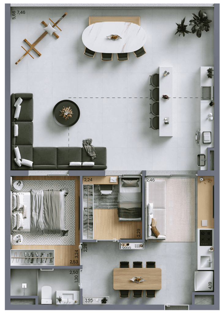 Vert Vila Nova: 2 dorm 85m² garden