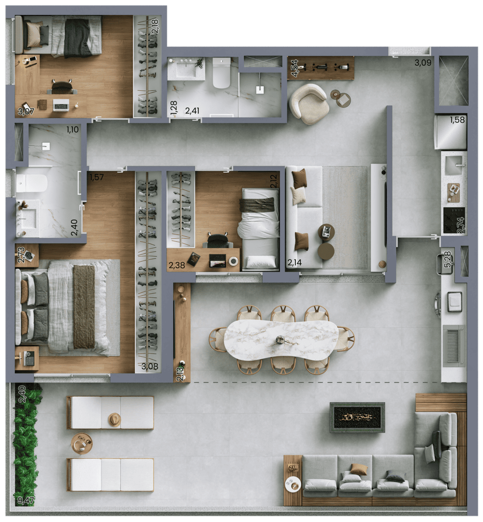 Vert Vila Nova: 3 dorm 96m² garden