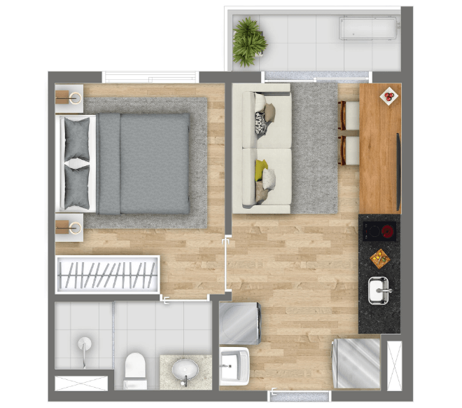 Vibe Campo Belo: 1 dorm 27m²