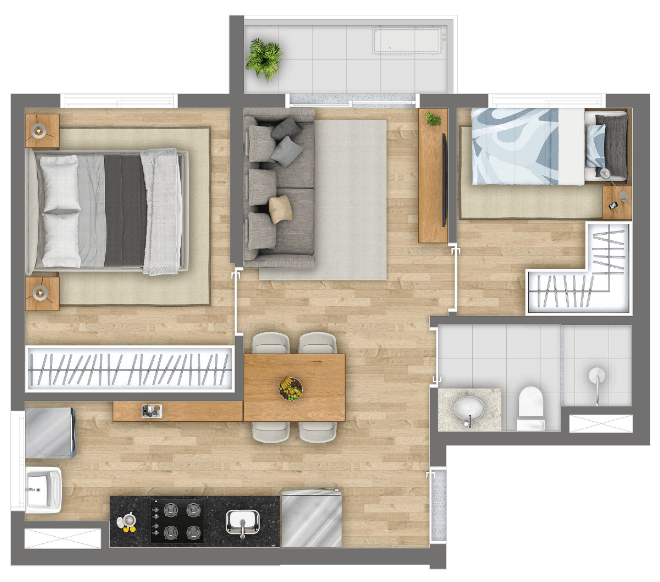Vibe Campo Belo: 2 dorm 39m²