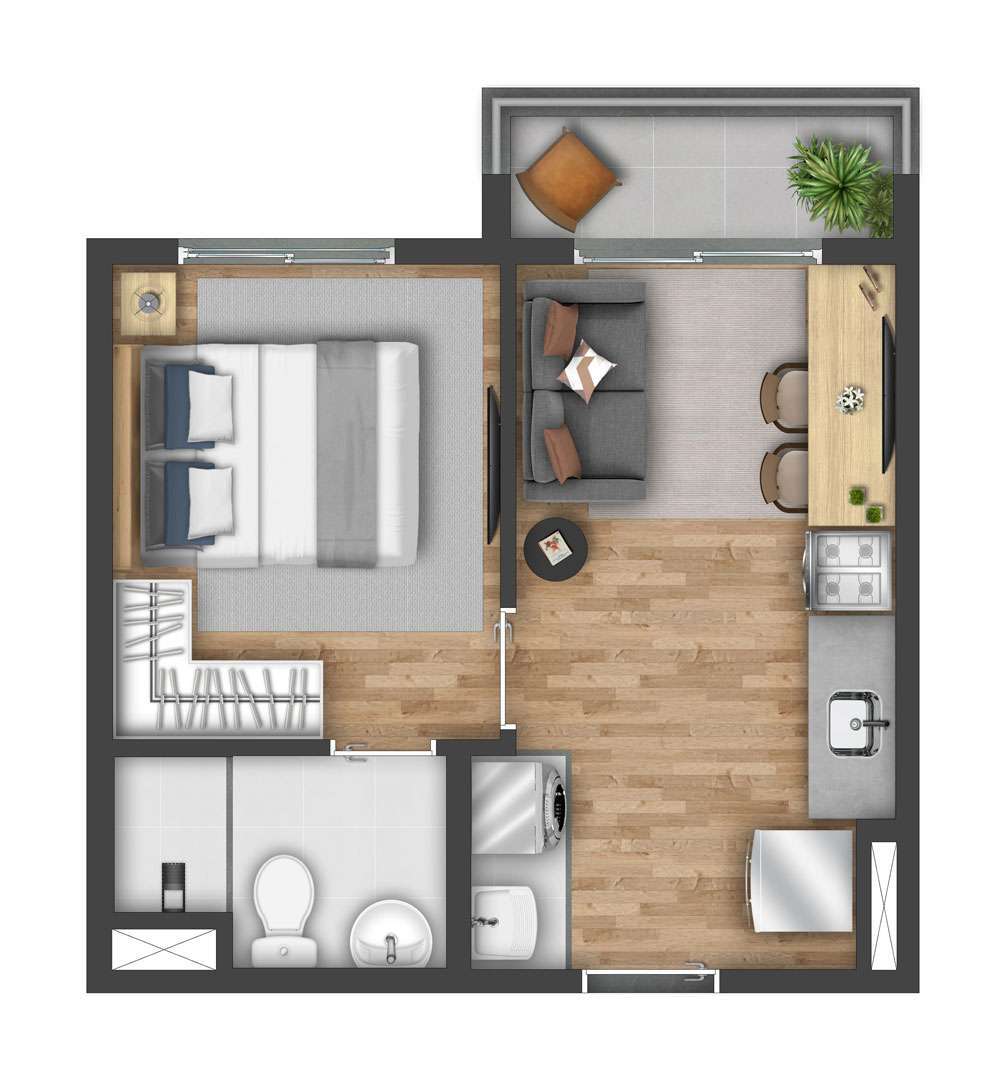 Vibra Estação Adolfo Pinheiro: 1 dorm 27m²