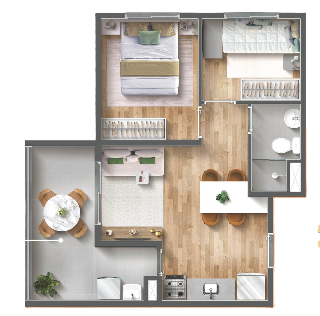 Vibra Mooca: 2 dorm 43m²