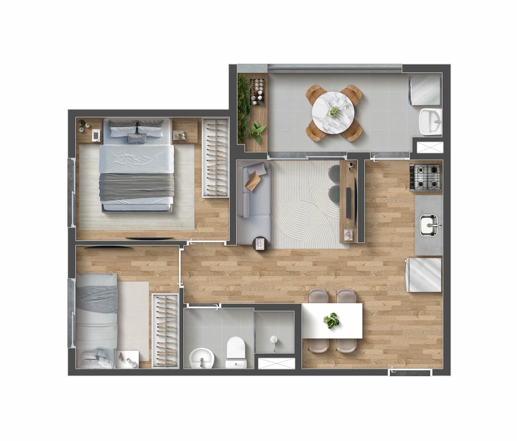Vibra Nações Unidas: 2 dorm 43m²