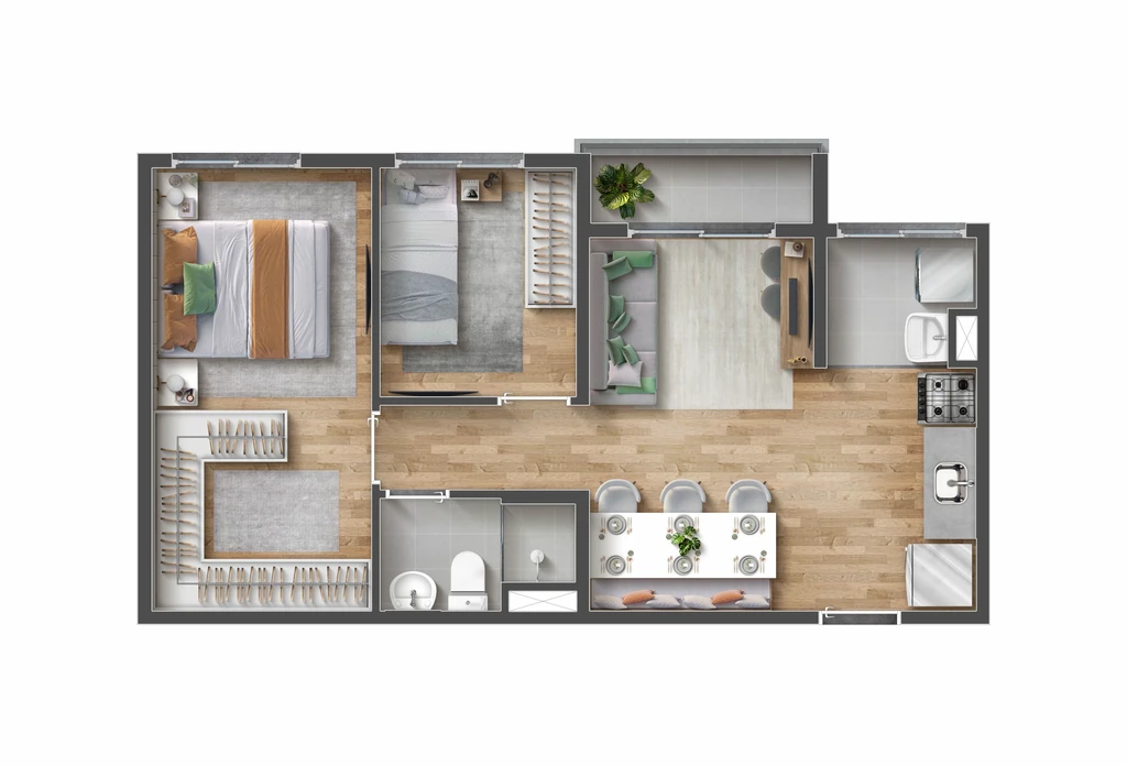 Vibra Nações Unidas: 2 dorm 44m²