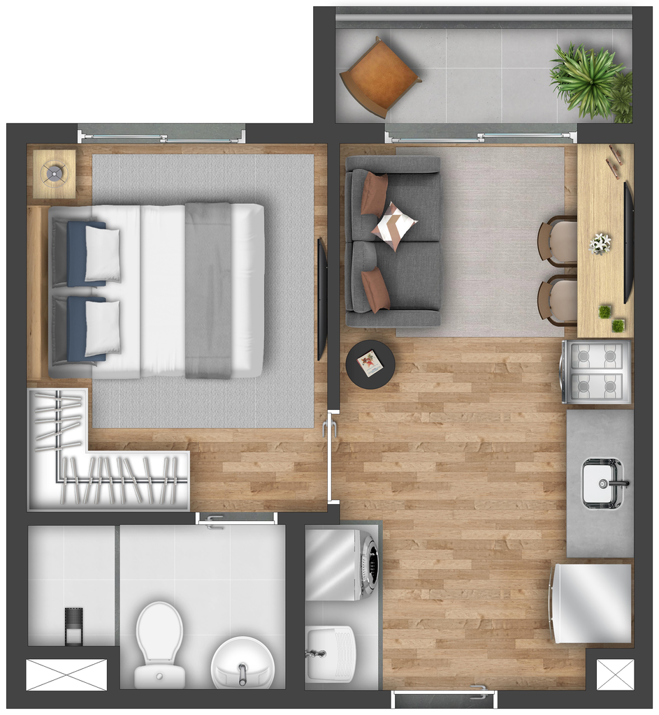 Vibra Paes de Barros: 1 dorm 26m²