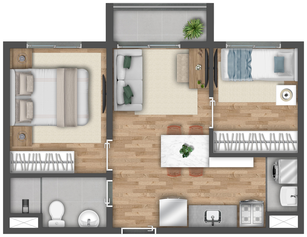 Vibra Paes de Barros: 2 dorm 37m²