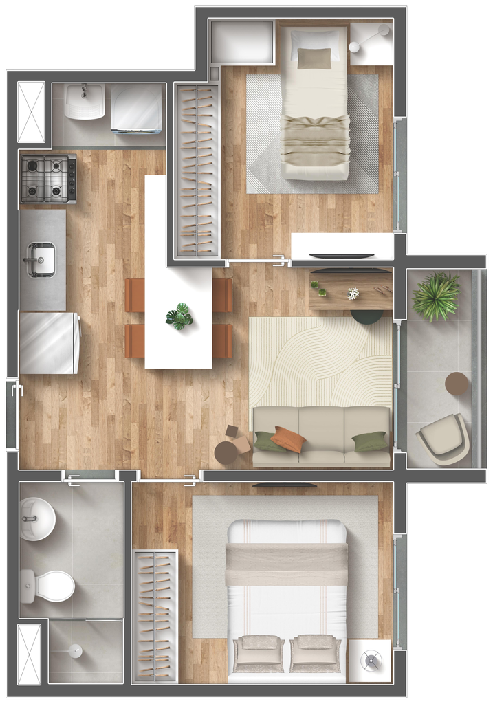 Vibra Paes de Barros: 2 dorm 39m²