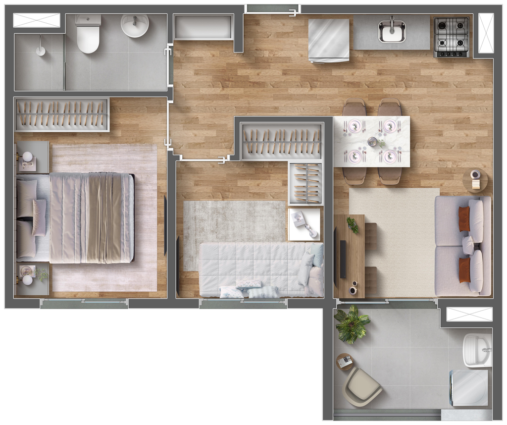 Vibra Paes de Barros: 2 dorm 40m²