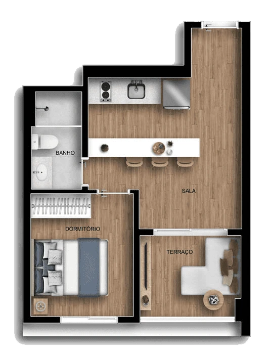 Viccino: 1 dorm 35m²