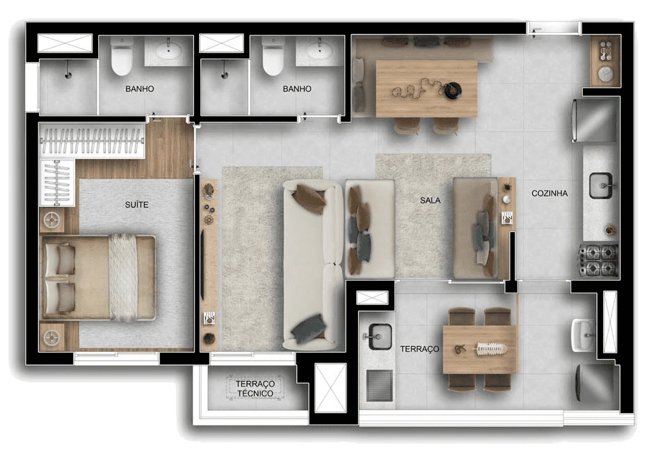 Viccino: 1 dorm 60m² opção