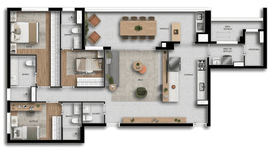 Viccino: 3 dorm 128m²