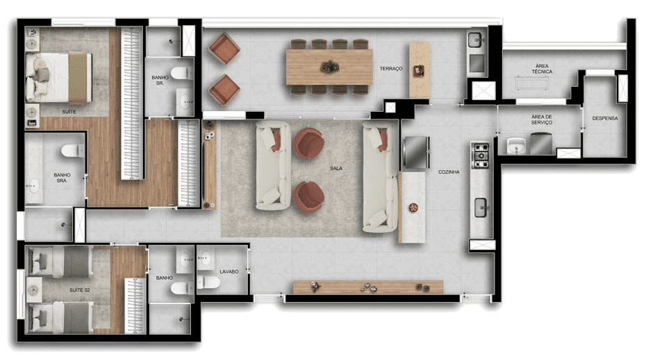 Viccino: 2 dorm 128m² opção 1