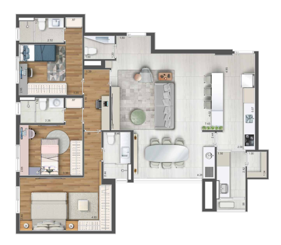 VidaBella: 3 dorm 117m²