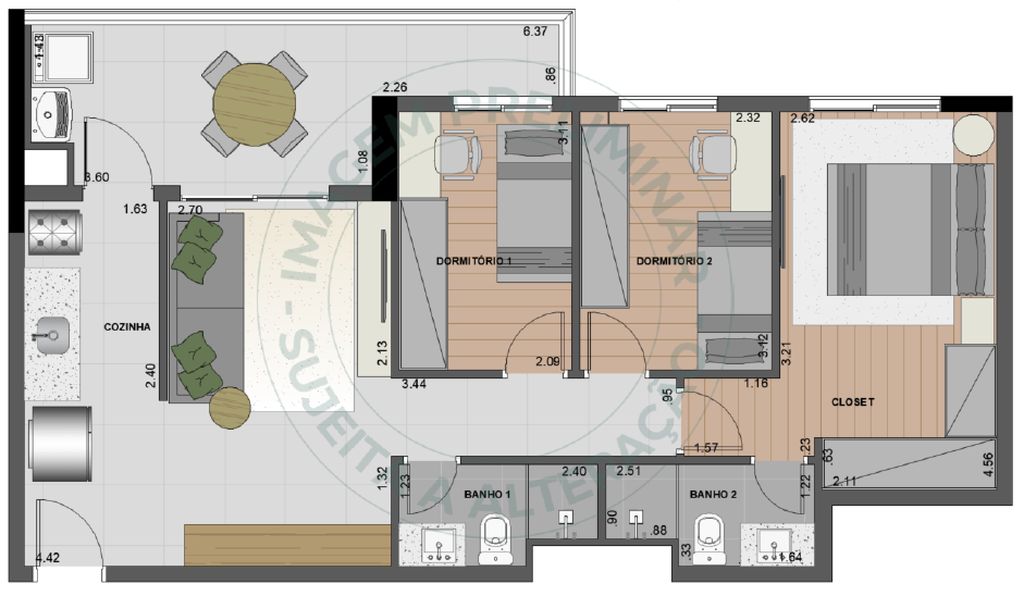 Vila Ares Fase 1: 3 dorm 77m²