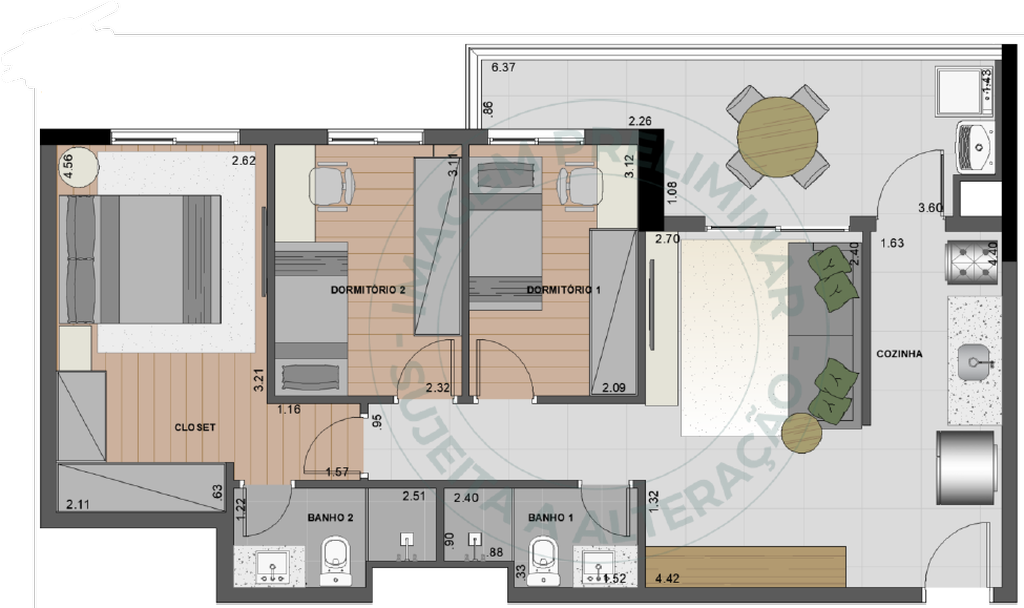 Vila Ares Fase 1: 3 dorm 77m² opção